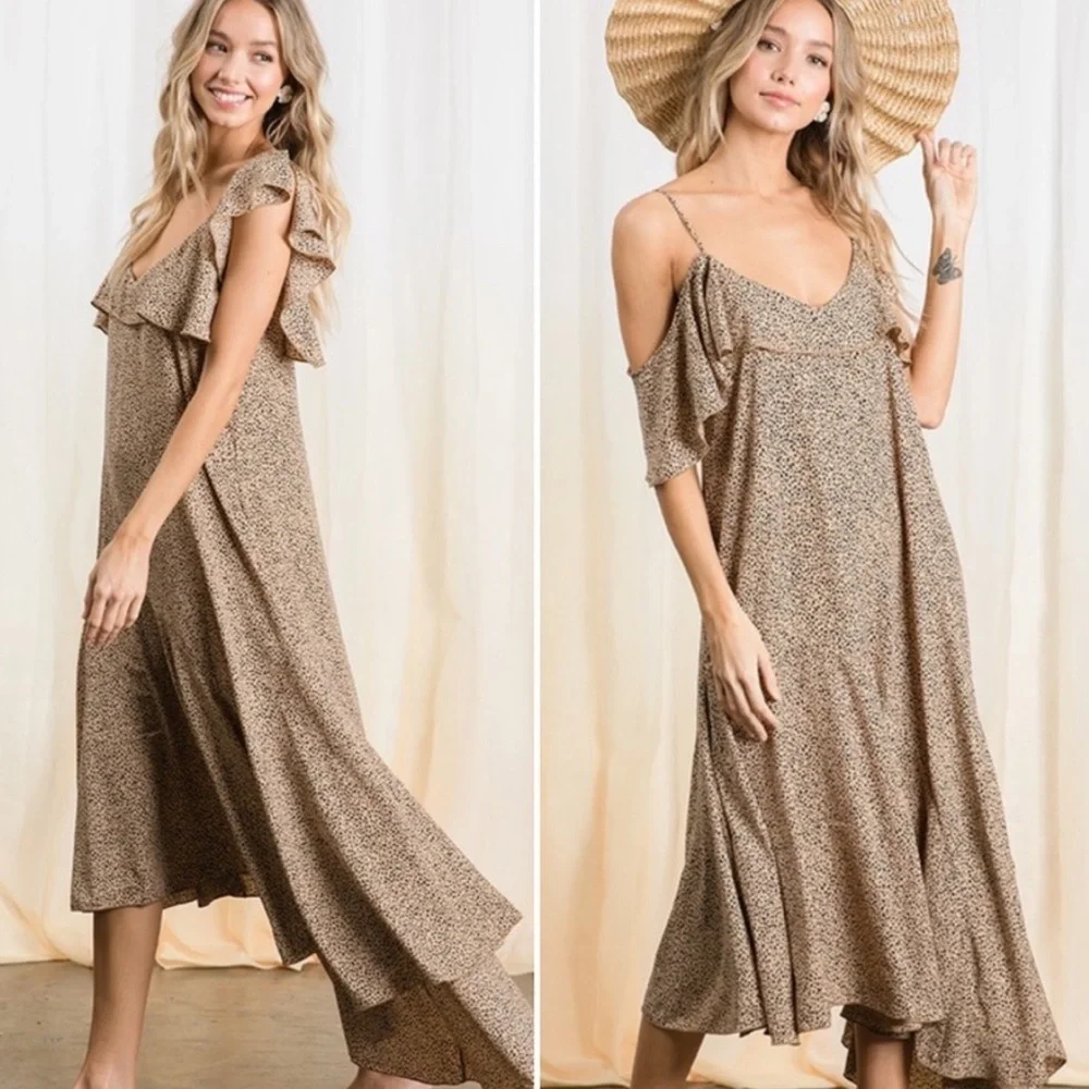 Animal Print Woven Midi Dress - Picture 1 of 12